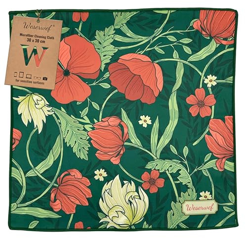 WESERWEF Chiffon de Nettoyage en Microfibre XXL au Design Élégant pour Lunettes, Smartphones, Tablettes, Appareils Photos, Chiffon à Lunettes et Chiffon pour Écran, 30 x 30 cm (Garden)