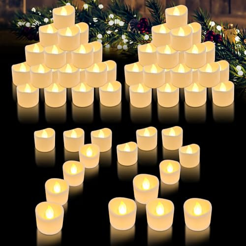 SHEDALED Flameless Tea Lights Candles 72 Pcs, LED Tealight Candles Set with Warm White Light, Decorations for Christmas, Valentine's Day, Wedding and Party