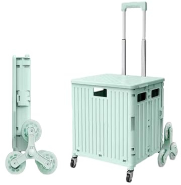 Carrello della spesa pieghevole con ruote per salire le scale, un camion generale pieghevole per generi alimentari, campeggio e trasporti pesanti, con una capacità di 45 litri (aggiornamento, verde)