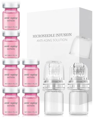 Micro Infusion System, Microneedling Serum, Anti-Aging Micro Needling Set, 6 Rosa Kollagen Serum Ampullen und 2 Roller Enthalten, Mikro infusionssystem für Gesicht, Anti-Aging & Glättungsfalten