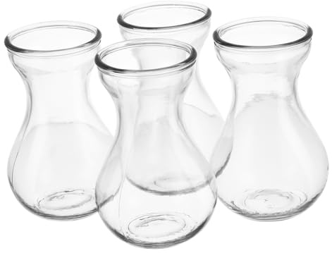 ERINGOGO 4pcs Clear Glass Hydroponic Vases for Hyacinth Bulbs Transparent Decorative Flower with Stable Structure for Home Office Balcony Gardening