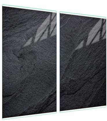 SFArt Herdabdeckung Glas 2 Teilig 40x52 – Gehärtetes Glas Schneidebrett & Ceranfeld Abdeckplatte – Hygienisch & Rutschfest – Schutz für Induktion, Ceran Obsidian