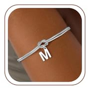 SLOONG Armband Damen Silber Armband mit Buchstaben M Armkette Personalisiert Armbänder Jewelry Schmuck Teenager Mädchen Geschenke für 5 6 7 8 9 10 11 12 Jahre