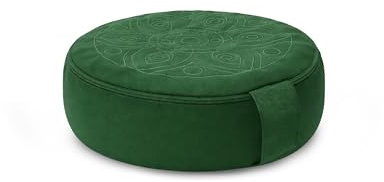Omok Ergonomisches Yogakissen für Meditation & Entspannung | Abnehmbares & Waschbares Rundes Sitzkissen mit Buchweizenfüllung | Nachhaltiges Boden- & Sitzkissen (Dunkelgrün, 35 * 13cm)