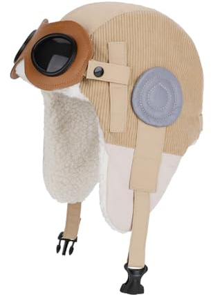 AYPOW Cappello in Pile Termico Invernale Bambini 6-12 con Occhiali Staccabili, Outdoor Antivento Caldo Berretto da Aviatore Cuffie Bomber Trapper Cappelli con Paraorecchie Ragazzi Ragazze Sci Ciclismo