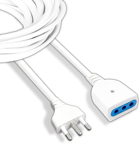 V-TAC Prolunga Elettrica 5 METRI con Presa 10A Italiana Bipasso - Prolunga Cavo Elettrico per Casa, Ufficio, Negozio, Lavoro - Super Resistente - Spina 16A - Bianca