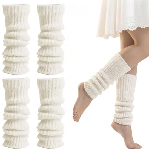 Scaldamuscoli da donna e ragazza, elastici a maglia, Y2K, scaldamuscoli lunghi a maglia, caldi e comodi per balletto, fitness, yoga, donne e ragazze, per tutte le stagioni