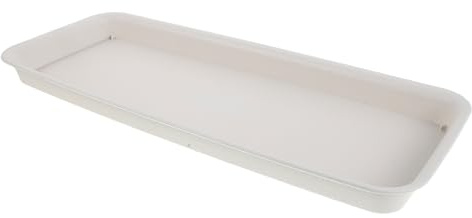 VICASKY Vassoio Rettangolare per Vasi da Fiori in Resina Bianca, Sottovaso di Drenaggio per Bonsai e Piante da Interno ed Esterno, Raccoglitore D’Acqua Robusto 48X20 CM
