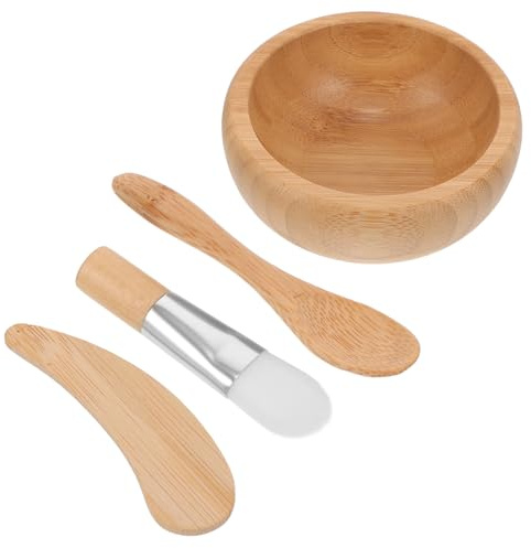 Legno Ciotola per Maschera Viso Spatola e Pennello Set | Strumenti Leggeri e Portatili, per Miscelare Ingredienti Cosmetici, Trattamento Fai da , Uso Domestico o Professionale