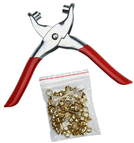 Ösenzange mit 100 Messing Ösen, Handwerkzeug für, Material, Gewebe, Gürtel, Kleidung Bearbeitung