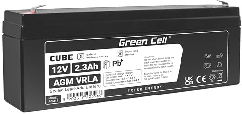 Green Cell® Rechargeable Batterie AGM 12V 2,3Ah VRLA accumulateur au Gel Plomb Cycles sans Entretien Battery étanche | Jouets | Alarm | échosondeur | Les balances | Caisse | Systèmes de sécurité