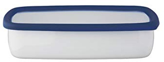 HONEYWARE Emaille-Frischhaltedose mit Deckel, 1,6 L, dunkelblau, Weiß