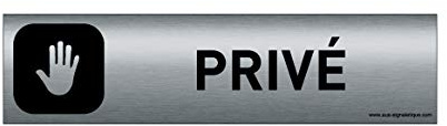 AUA SIGNALETIQUE - Plaque Aluminium brossé imprimé AluSign DARK - 200x50 mm - Double Face adhésif au dos (Privé)