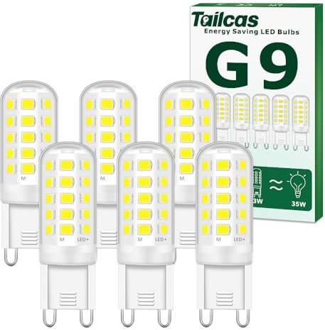 Tailcas G9 LED Lampen Kaltweiss 6000K, 3W G9 Leuchtmittel 350LM 6 Stück | LED G9 Lampen Ersatz für 30W 40W 50W Halogenlampen,Nicht Dimmbar Kein Flimmern,360° Abstrahlwinkel,AC220-240V