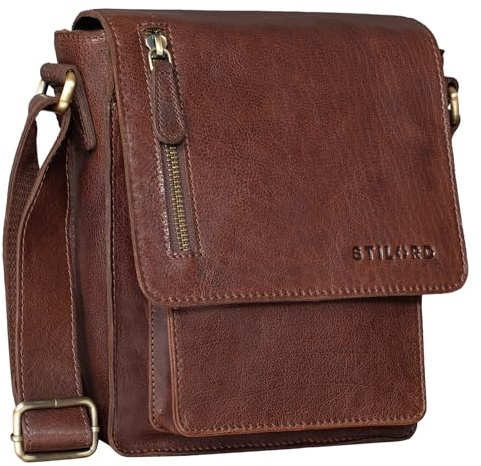 STILORD Herren-Umhängetasche braun - Kleine Vintage Schultertasche - 8,4 Zoll Messenger-Bag - Tablettasche aus echtem Büffel-Leder 'Finn'