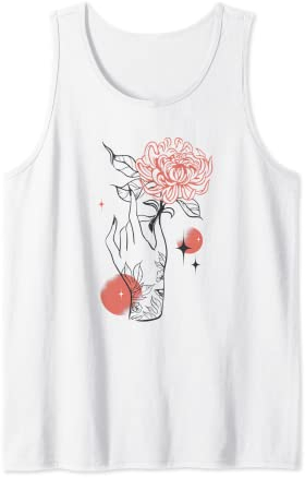 Tattoo Hand und Chrysantheme Blume Floral Tank Top