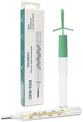 SOLMIRA Thermomètre en Verre sans Mercure, de Haute Précision, Résistant à l'eau, Convient aux Bébés, Enfants et Adultes