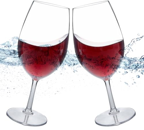 MICHLEY Set di 2 bicchieri da vino giganti infrangibili (609,5 g), bicchieri da vino in plastica Tritan senza BPA, lavabili in lavastoviglie