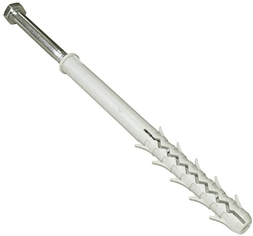 AERZETIX - C57453 - Lot de 5 Chevilles en Plastique à tête fraisée à ailettes Ø16x200 mm + 5 vis tirefonds Ø12x200 mm à Empreinte 6 pans en Acier - Couleur Argent