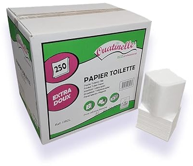 OUATINELLE - Papier toilette I382L - 2 plis - 17 x 11 cm - Carton de 9000 feuilles (36 x 250) - Fabriqué en France