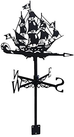 Wetterfahne aus Edelstahl, Messwerkzeuge, Piratenschiff, Segelboot, Skulpturen, Wetterhahn, Outdoor, Gärten, Eisen, Kunst, Häuser, Terrasse, Rasen