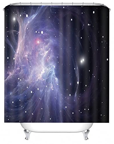 Stfery Badvorhänger, Duschrollo Schwarz für Badewanne Lila Galaxis Duschvorhang 150x200 Polyester Bad Vorhang Badezimmer Dekoration