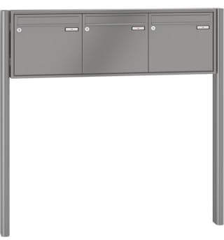 RENZ/Quadra / 3er Freistehende Briefkastenanlage Standbriefkasten/RAL-Farbe 9007 Volumen 12 L/zum Einbetonieren/Dein-Briefkasten.de