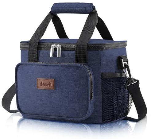 Lifewit 9L Kühltasche klein unterwegs, Isolierte Cooler Bag Lunchtasche faltbar für Herren und Damen, wasserdichte Thermotasche Umhänge für Essen, Bier, Medikamente, Arbeit, Strand, Reise, Dunkelblau