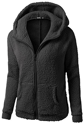 DABAOK Navy Raincoat Women Outwear Wool Coat Cotton Coat Zipper Winter Women Coat Women's Coat Light Coats For Women (Black, XXL)