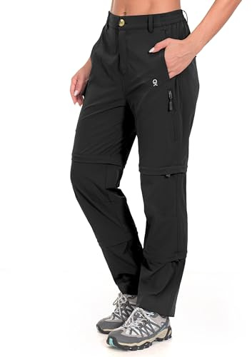 Little Donkey Andy Zip Off Wanderhose Damen Atmungsaktiv Schnell Stretch Trekkinghose Abnehmbar Outdoorhose Funktionshose Schwarz L