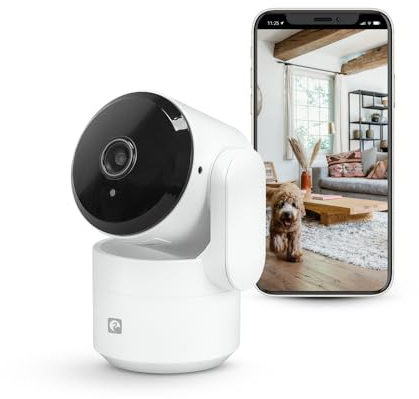 Garza Telecamera di Sorveglianza Interna Intelligente a 360° IP WiFi 2.4GHz, 1080 HD, Visione Notturna, Rilevamento Movimento, Modalità Privacy, Controllo Remoto tramite App