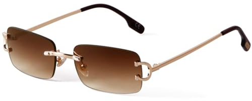 Laurinny Vintage Rimless Sunglasses Retro Rectangle Sunglasses Men Women