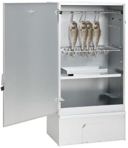 LAPOOH Räucherofen mit Holzspänen 44,5x29x83 cm Verzinkter Stahl, Smoker, Tischräucherofen, Räucherschrank, Reifeschrank, Kaltrauchgenerator, Räucherschnecke, Räucherhaken