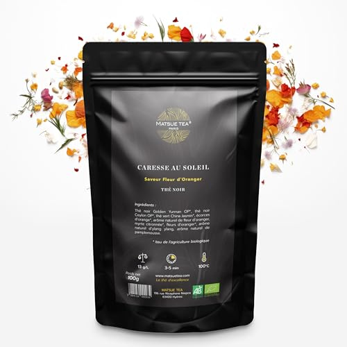 Matsue Tea - Caresse au soleil - Thé Noir en vrac - Fleur d'Orangé - Qualité Premium - Feuilles de Thé Ramassées à la Main - 100 g…