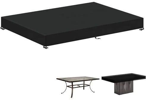 LAMUNI Copertura Tavolo da Giardino, 200x100x15cm Telo Copri Tavolo Esterno | Impermeabile Copritavolo, Antivento Coperture Tavoli Copertura Mobili da Giardino, Copertura per Tavolo da Esterno