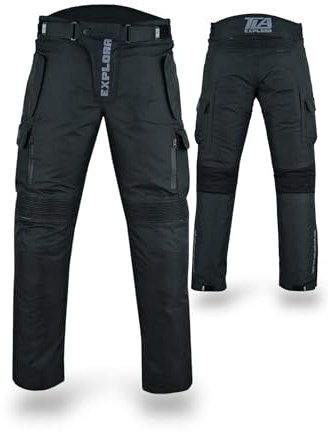 TLA EXPLORA Pantalon Moto avec Protections à 2 Couches, 4 Saisons, Doublure Amovible, imperméable, Homme et Femme