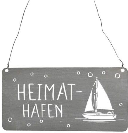 Storm's Gartenzaubereien Metallschild Heimathafen - Maritim Wanddeko Schriftzug - Für Innen- und Außendeko - Gartendeko Spruchschild