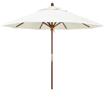 KXWOQ3ED 270cm Weißer Holz Gartenschirm Sonnenschirm, Outdoor Terrassenschirm mit 8 Rippen, Marktschirm Balkonschirm, UV-Schutz Strandschirm für Deck Hinterhof Pool Balkon