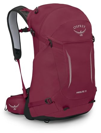Osprey Hikelite 28L Lightweight Hiking Backpack - Durable Travel Daypack with Rain Cover for Men and Women, Chameleon/Black, S/M