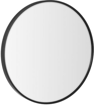 LOLAhome Espejo de Pared Redondo con Marco de Aluminio Negro de 50 cm | Espejo de estilo moderno y sencillo para decoración, recibidor, baño, dormitorio y vestidor. Incluye anilla para colgar