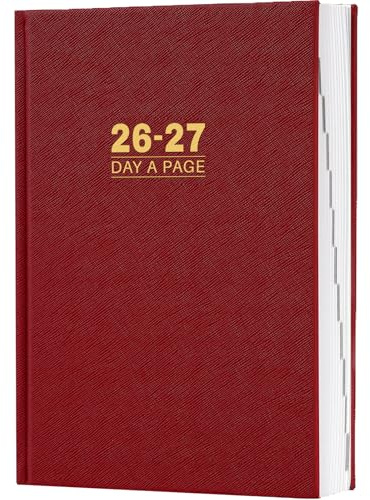 2026-2027 Diary - Diary Full Page Per Day, Daily Planner 2026-2027, Jul. 2026 - Jun. 2027, 5.8 x 8.4, Agenda for 365 Days - Hardcover Red