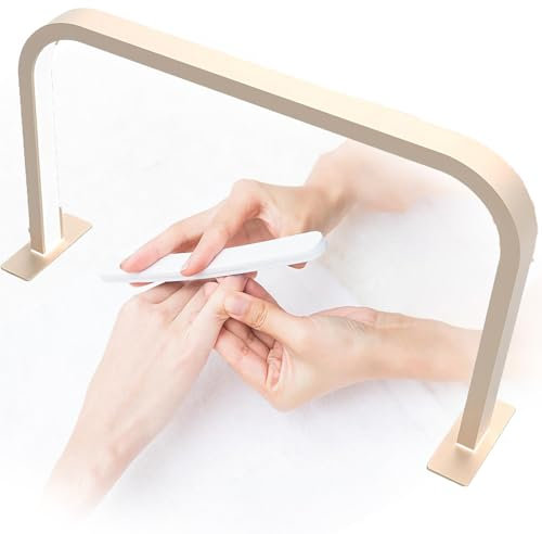 MOFGOE 45W Square Light for Nail Desk, Half Moon Arch Light for Nail Techs, 3 Color Temperature Nail Lamp for Desk, Upgraded LED Manicure Light Desk Lamp, for Tattoo, Lashes,Gold