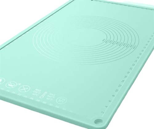 Tapis Patisserie Tapis de pâte à pétrir en Silicone Ultra grand, planches à pâtisserie, feuille antiadhésive, Pizza, biscuits, gâteaux, tapis de cuisson, rouleau à pâtisserie, outil de pâtisserie(Gree
