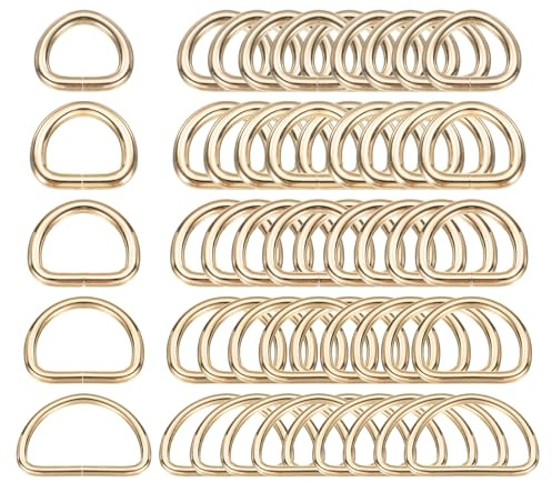 sourcing map 60pcs Metal D Rings Buckle Heavy Duty Opening D-Rings Clips Hooks for DIY Crafts Hardware Bags Keyrings Straps Belts