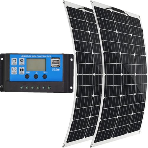 LwiftGal 300 Vatios De 18 Voltios Kit De Panel Solar con Panel Solar Monocristalino De Alta Eficiencia Y 40A Controlador para Camper, VehíCulo, Caravana Y Otras Aplicaciones Fuera De La Red,Single