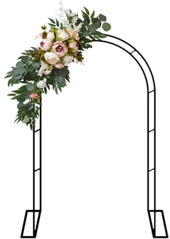 Schwarzer Gartenbogen Rankgitter für Kletterpflanzen, Hochzeitslaube mit Sockel, ideal für Rosen, Reben und Brautparty-Dekoration, 140 x 230 cm