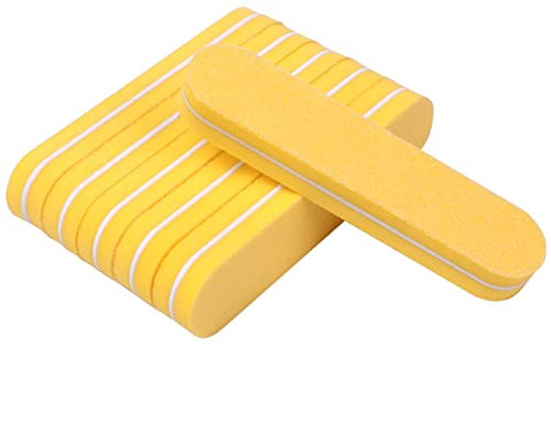Emery Boards nagelvårdssats med nagelfilbuffert, 200 st dubbelsidiga mini nagelfilsblock Gul svamp 100/180