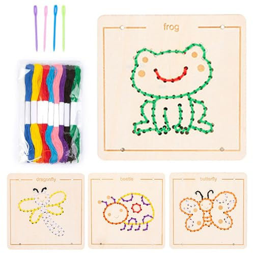 GWAWG Nähsets aus Tierholz, Kindernähset Montessori, Kindernähset, Nähset für Kinder, Anfänger, Bastelset für Kinder, Geschenk