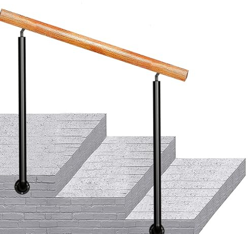 Stair Handrail for Outdoor Steps｜Outside Stair Railing Fit 2 to 3 Steps Transitional Handrail with Installation Kit｜Renmlion Adjustable Side Mount Porch Hand Rail Support Rod(Height 85cm,100cm/40inch)