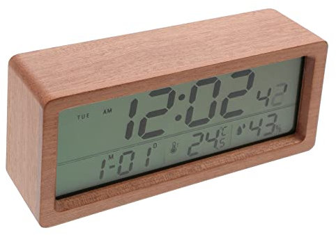 Alipis Uhr Wecker mit großem Display LED-Alarm Radio Digitaler Kinderwecker weißer Wecker Table Clock wohnungsdeko die bescherung Dates raumdeko einfacher Holzwecker Schlafzimmer wecker